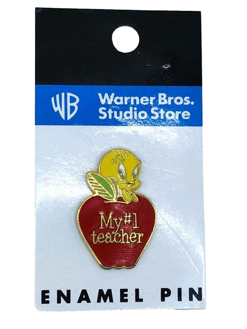Tweety Bird Enamel Pin Vintage Y2K Warner Bros Store Number 1 Teacher